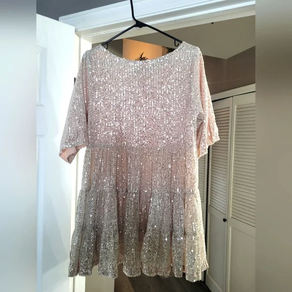 chinese dress ladies My Queen Sequin Baby Doll Dress Viral Galaxy *Limited Edition* / XL